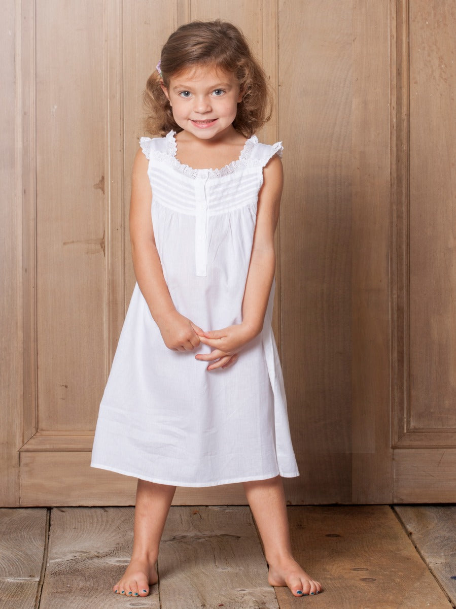 Jessie Little Girls English Cotton Dress, Victorian Style Embroidered White Dresses for Little Girls 3-4y