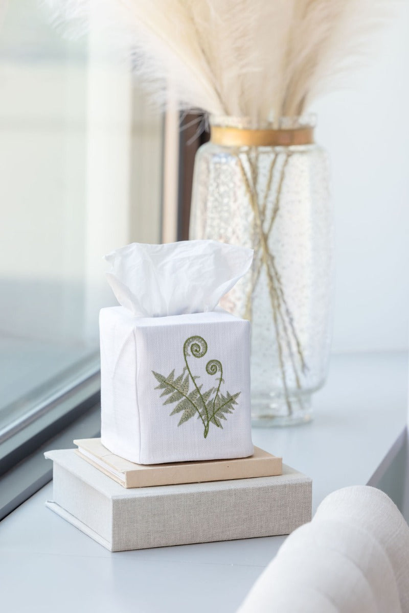 Tissue Box Cover, Fiddlewood Fern (Olive)