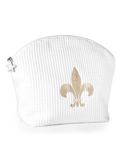 Cosmetic Bag (Large), Fleur de Lis (Beige)