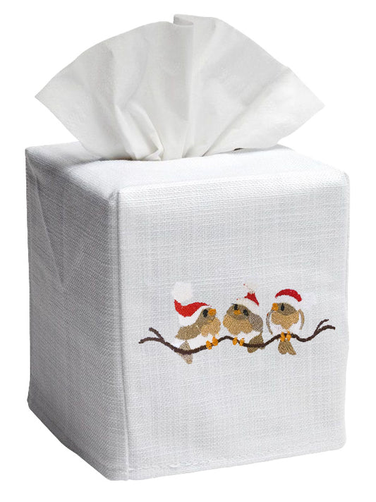 Tissue Box Cover, Christmas Birds on a Branch