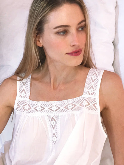 Louise White Cotton Nightgown