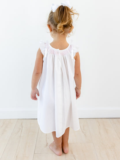 Mathilde White Cotton Dress, Smock