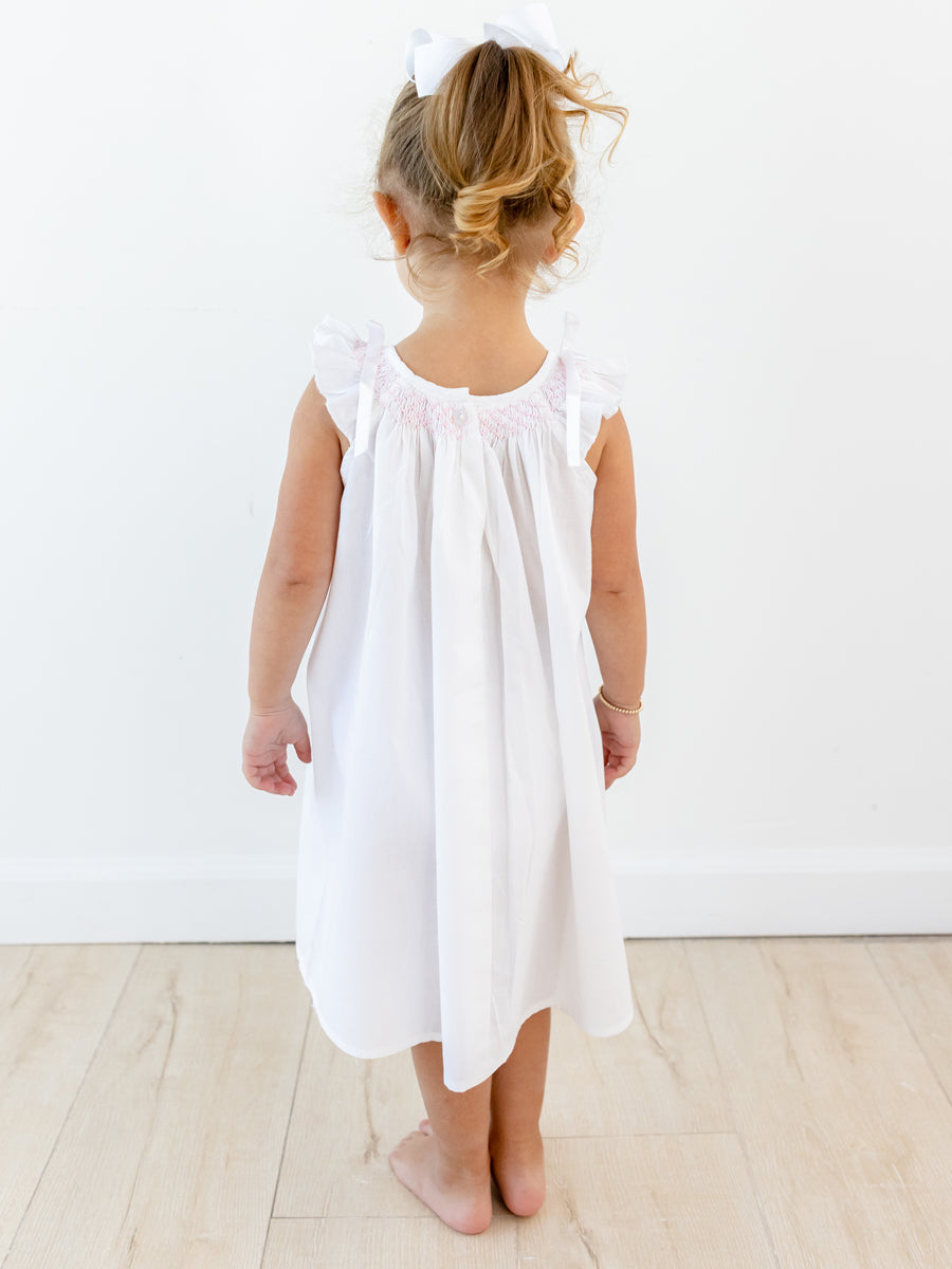 Mathilde White Cotton Dress, Smock