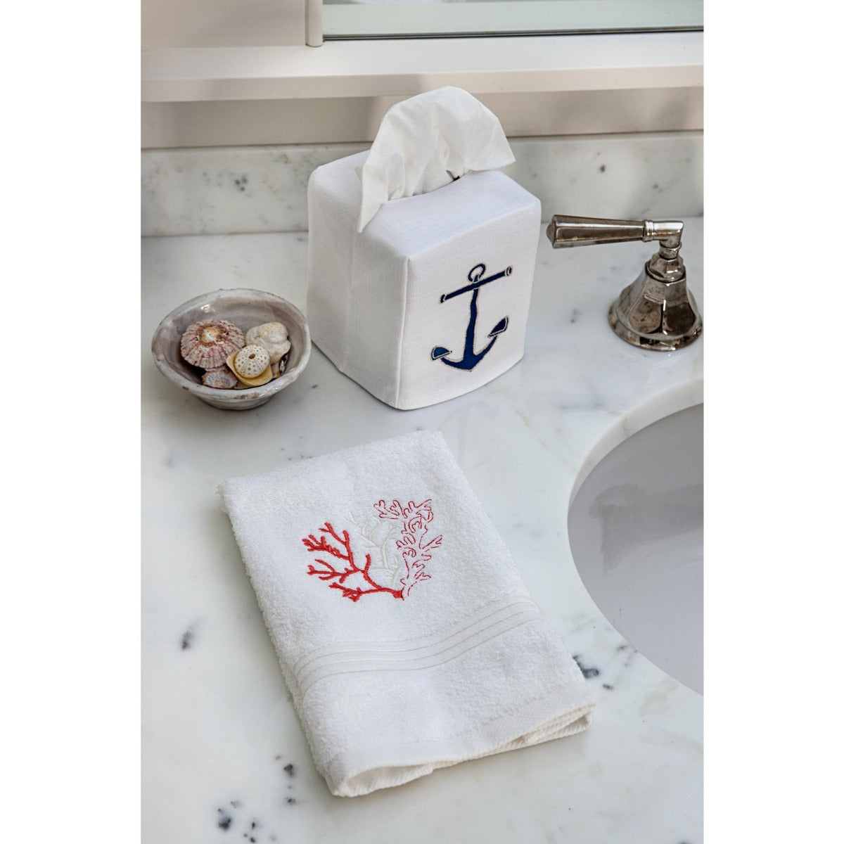 Tissue Box Cover, Anchor (Navy)