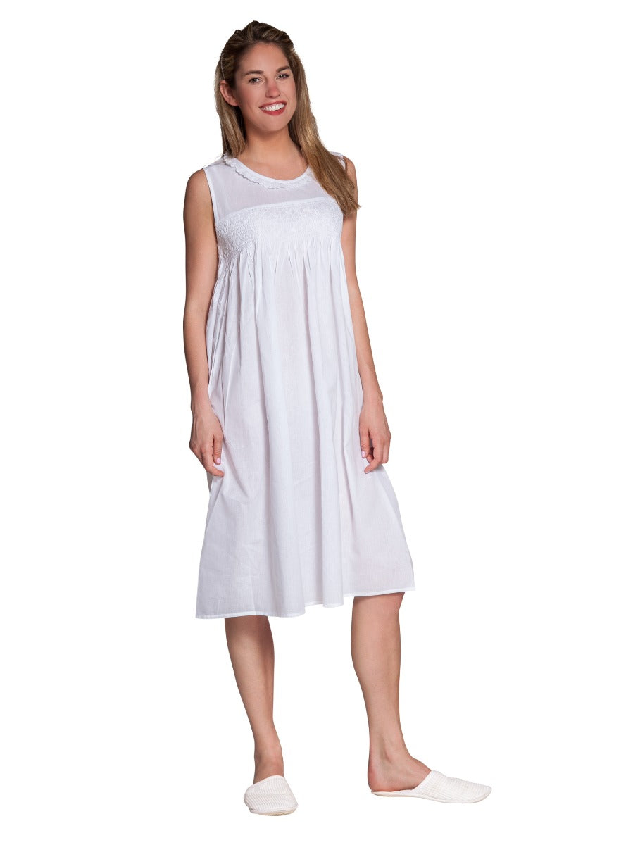 Pam White Cotton Nightgown