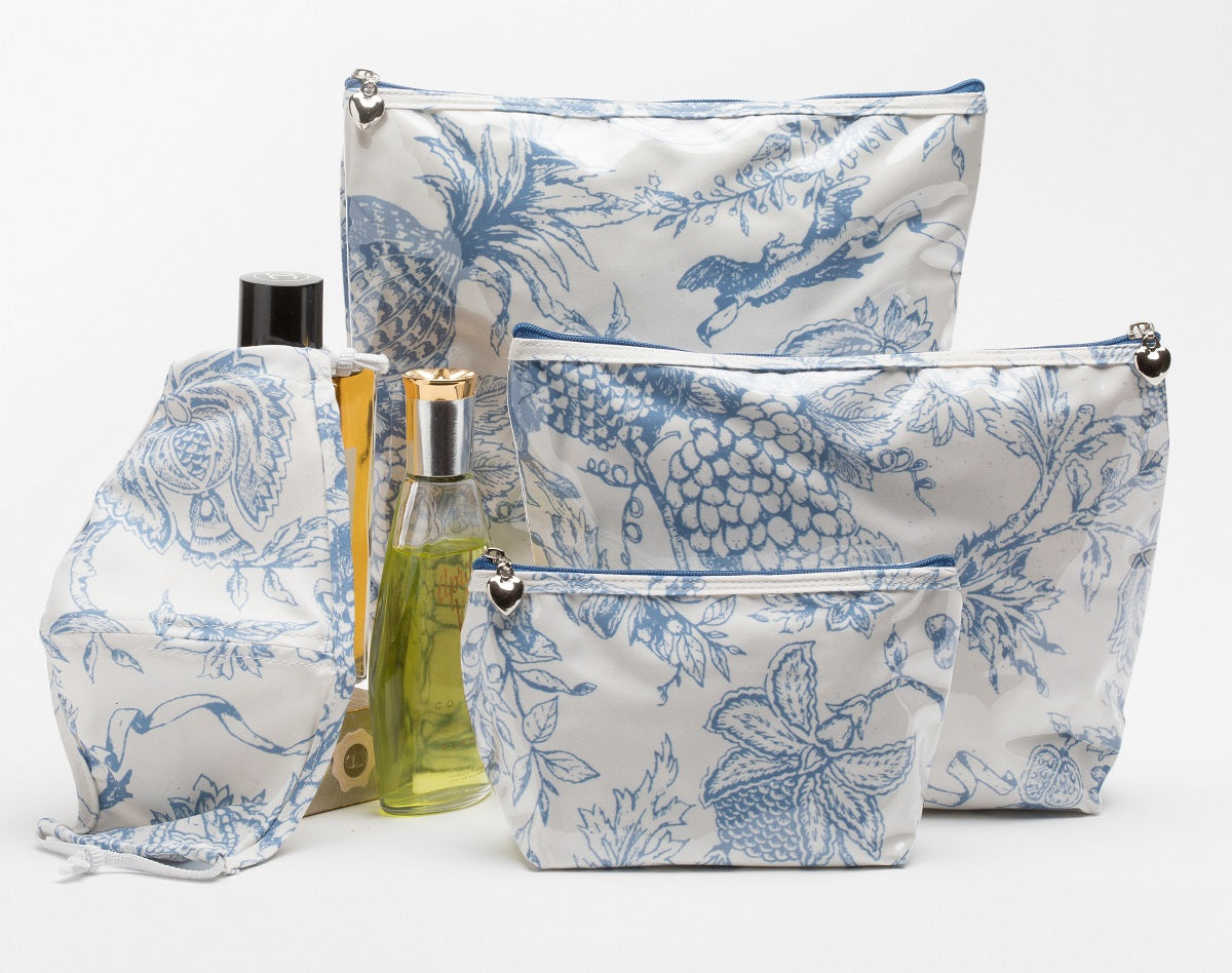 Cosmetic Bag (Large), Pineapple Garden (Blue)
