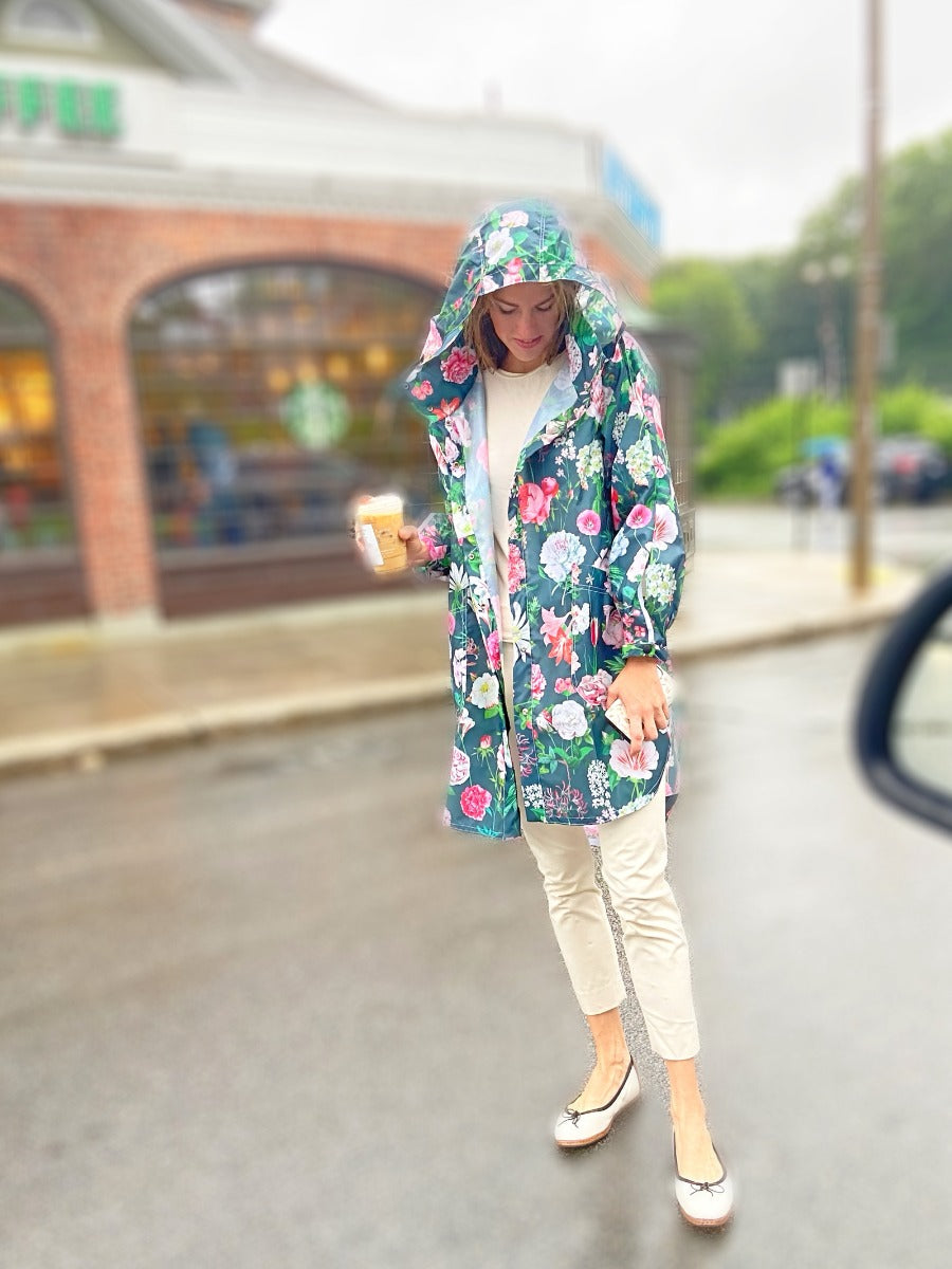 Rain Jacket, Peony Design (Black) - RH121-PBK – Jacaranda Living