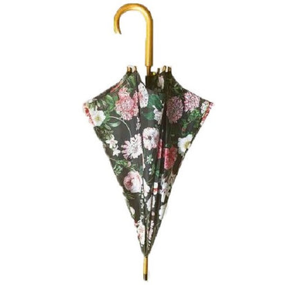 Rain Umbrella, Peony Design (Black)