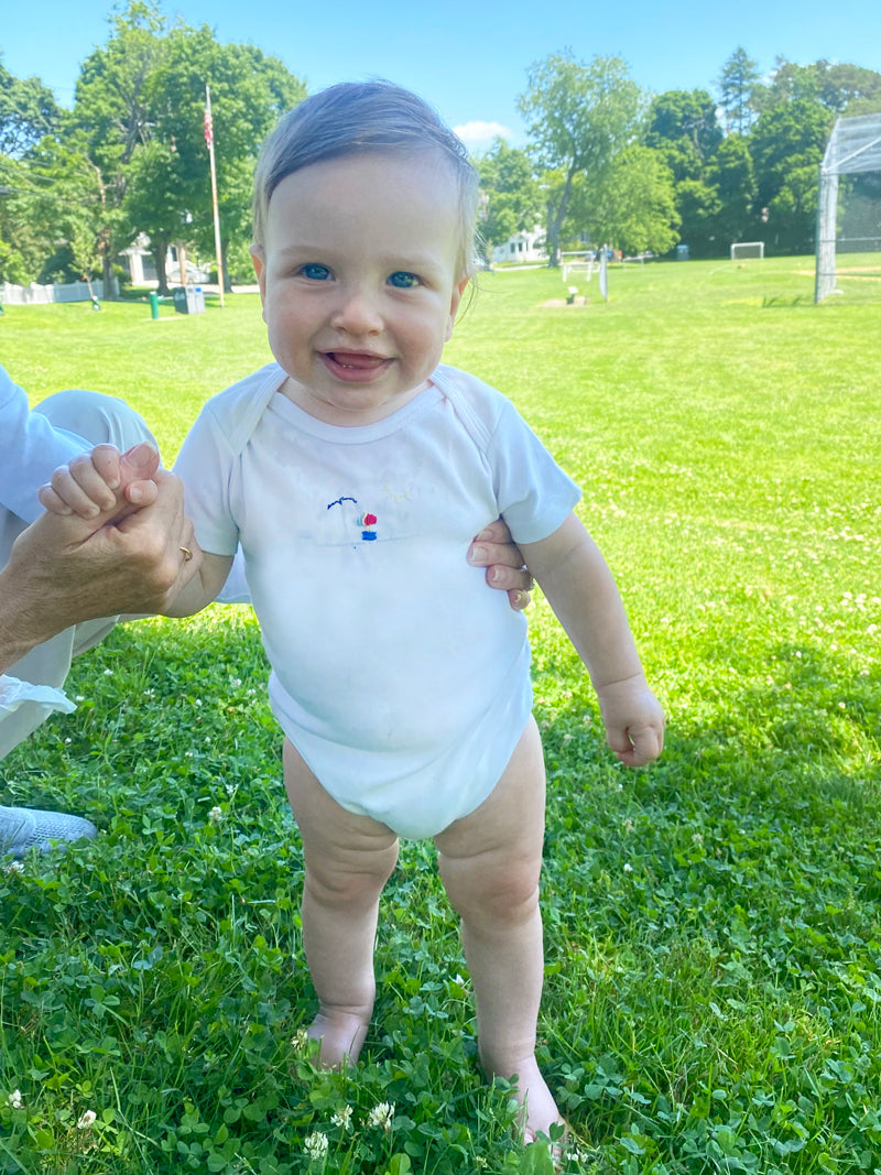 Onesie (Short Sleeve), Sailboat (Red-Blue)