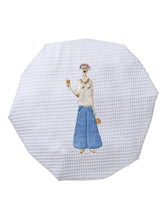 Shower Cap, Waffle Weave, Champagne Lady (Blue)
