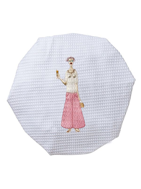 Shower Cap, Waffle Weave, Champagne Lady (Pink)
