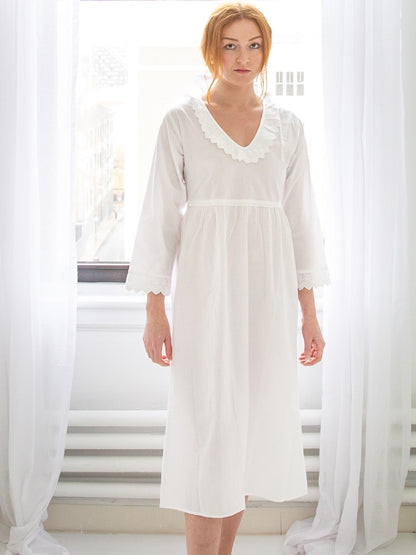 Stella White Cotton Nightgown