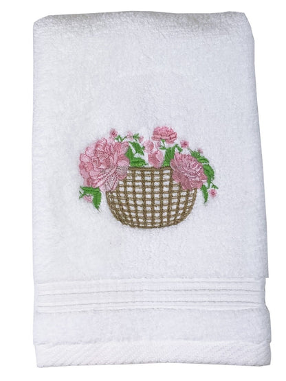 Guest Towel, Terry, Basket of Peonies (Pink)