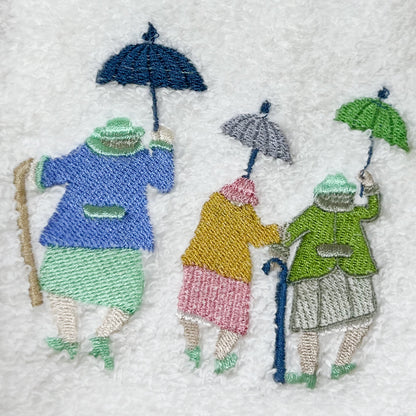 Guest Towel, Terry, Three Umbrella Ladies