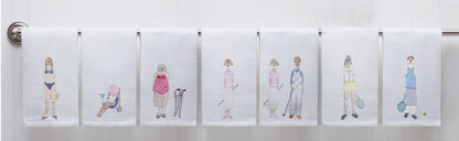 Guest Towel, Waffle Weave, Wine Workout Girl (Blue)