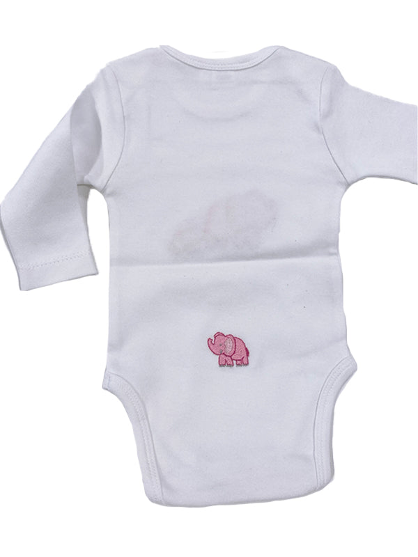 Onesie (Long Sleeve), Elephant & Baby (Pink)