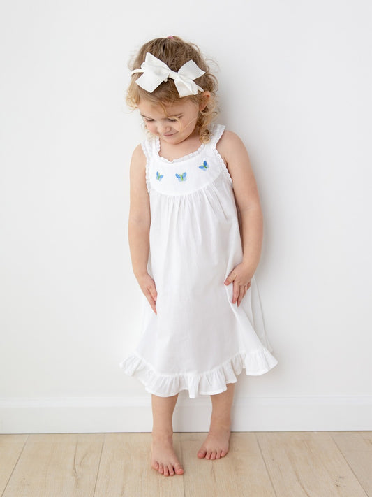 Zoe White Cotton Dress, Embroidered
